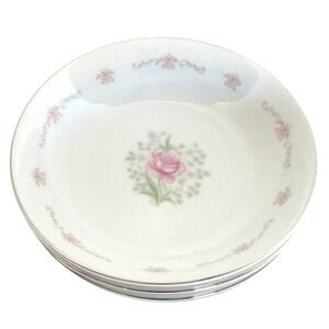 Crestwood China 1078 Pink Rose Flower Dessert Bowls Japan Set Of 4